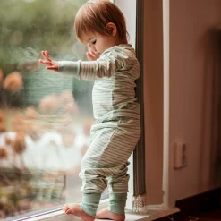 Barn Geggamoja Pyjamas Tvådelad|Bambukläder<Pyjamas tvådelad Bambu Classic Ljusgrön/Grön