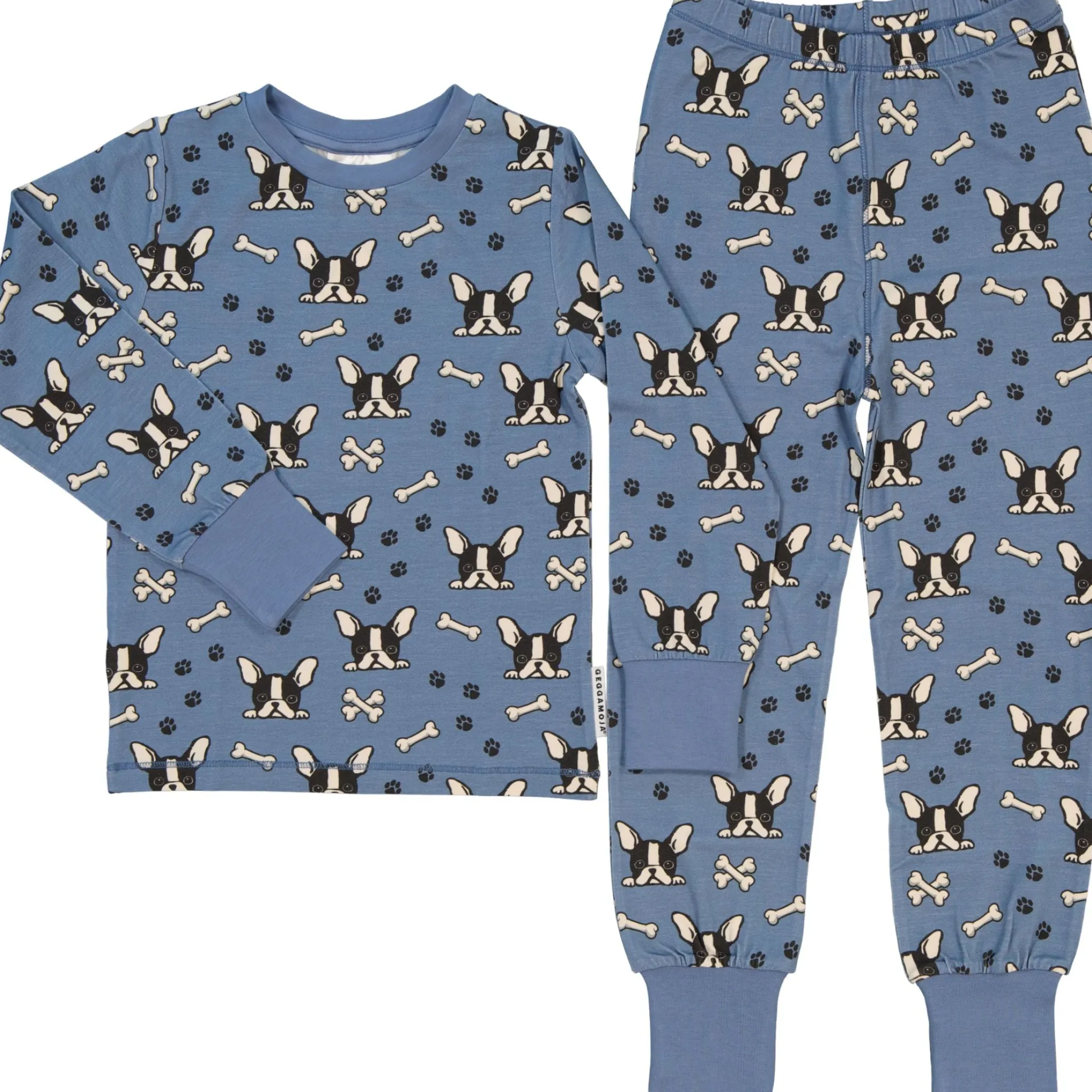Barn Geggamoja Pyjamas Tvådelad|Bambukläder<Pyjamas tvådelad Bambu Bulldog Blå