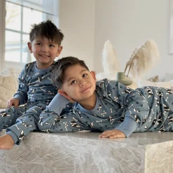 Barn Geggamoja Pyjamas Tvådelad|Bambukläder<Pyjamas tvådelad Bambu Bulldog Blå