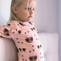 Barn Geggamoja Pyjamas Tvådelad|Bambukläder<Pyjamas tvådelad Bambu Cool Cats Rosa