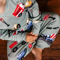 Barn Geggamoja Pyjamas Tvådelad|Bambukläder<Pyjamas tvådelad Bambu Traktor Grön