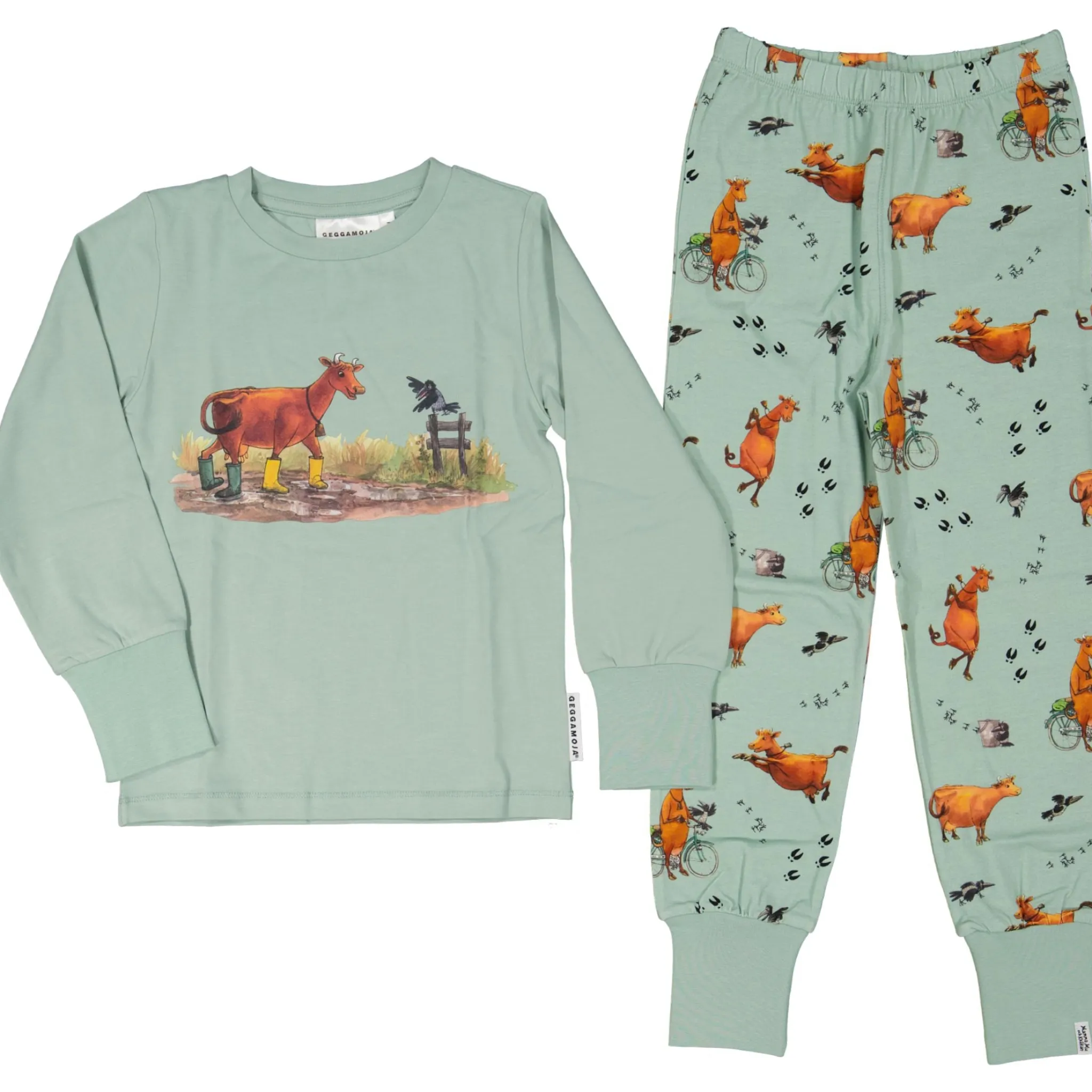 Barn Geggamoja Pyjamas Tvådelad<Pyjamas tvådelad Mamma Mu och Kråkan Grön
