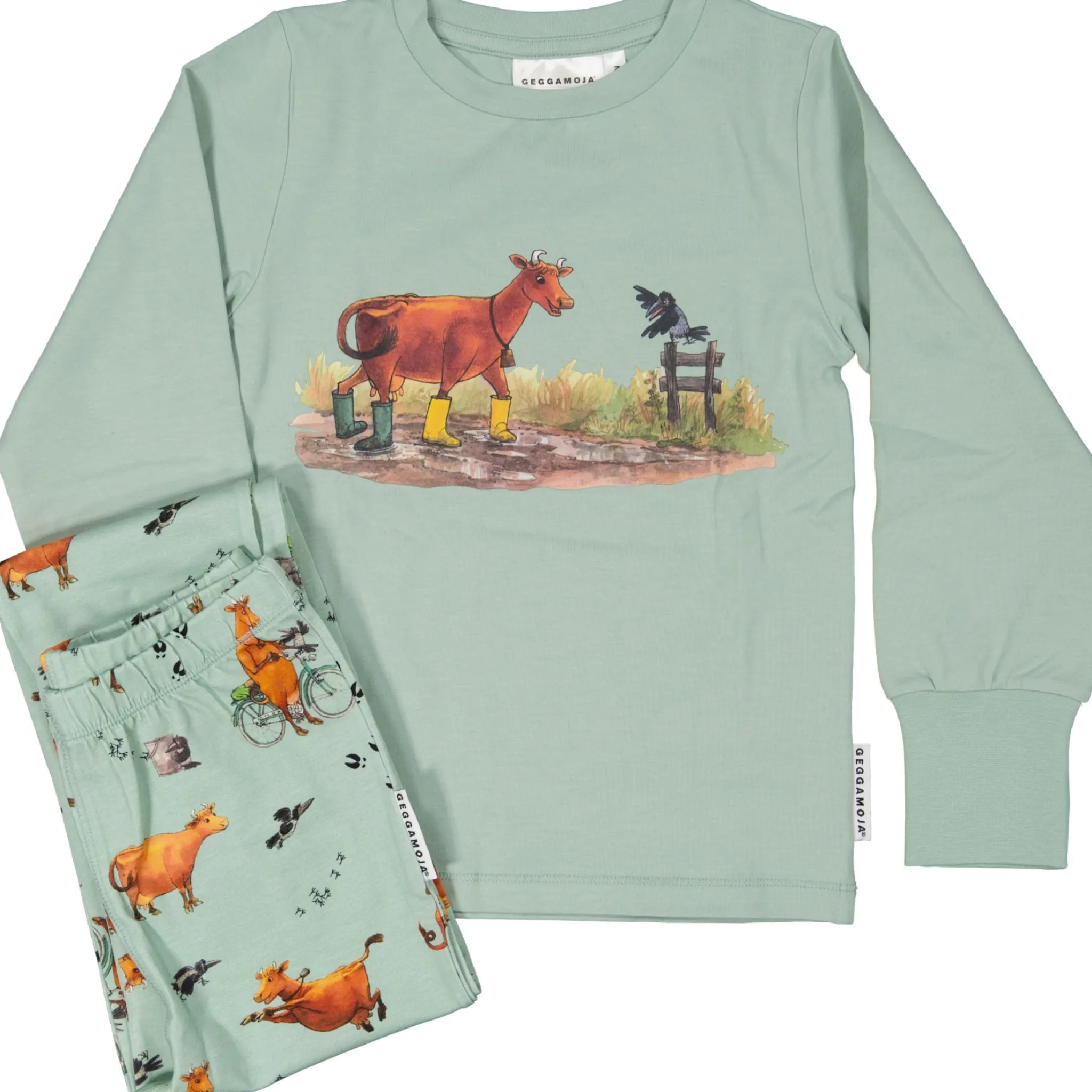 Barn Geggamoja Pyjamas Tvådelad<Pyjamas tvådelad Mamma Mu och Kråkan Grön