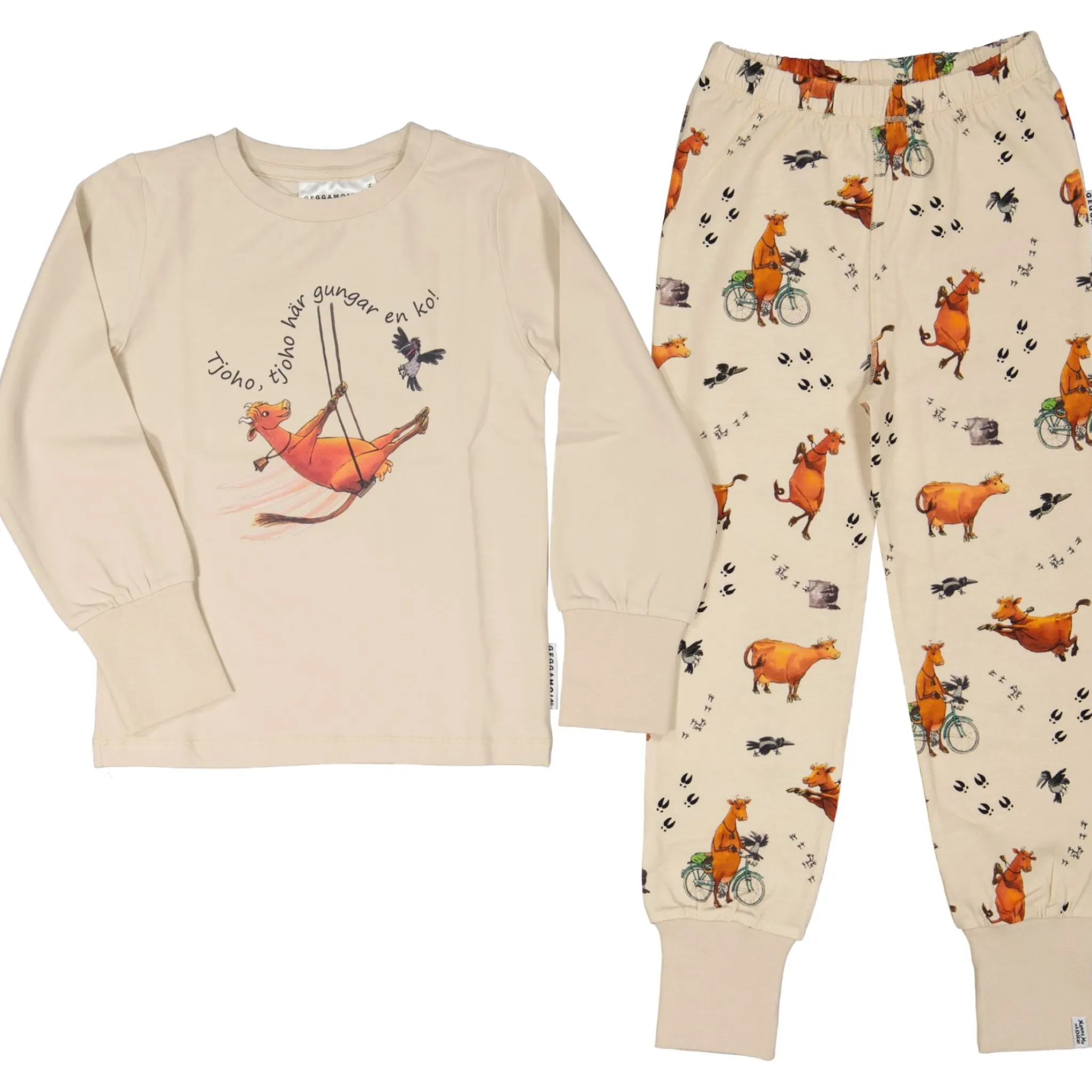 Barn Geggamoja Pyjamas Tvådelad<Pyjamas tvådelad Mamma Mu och Kråkan Beige