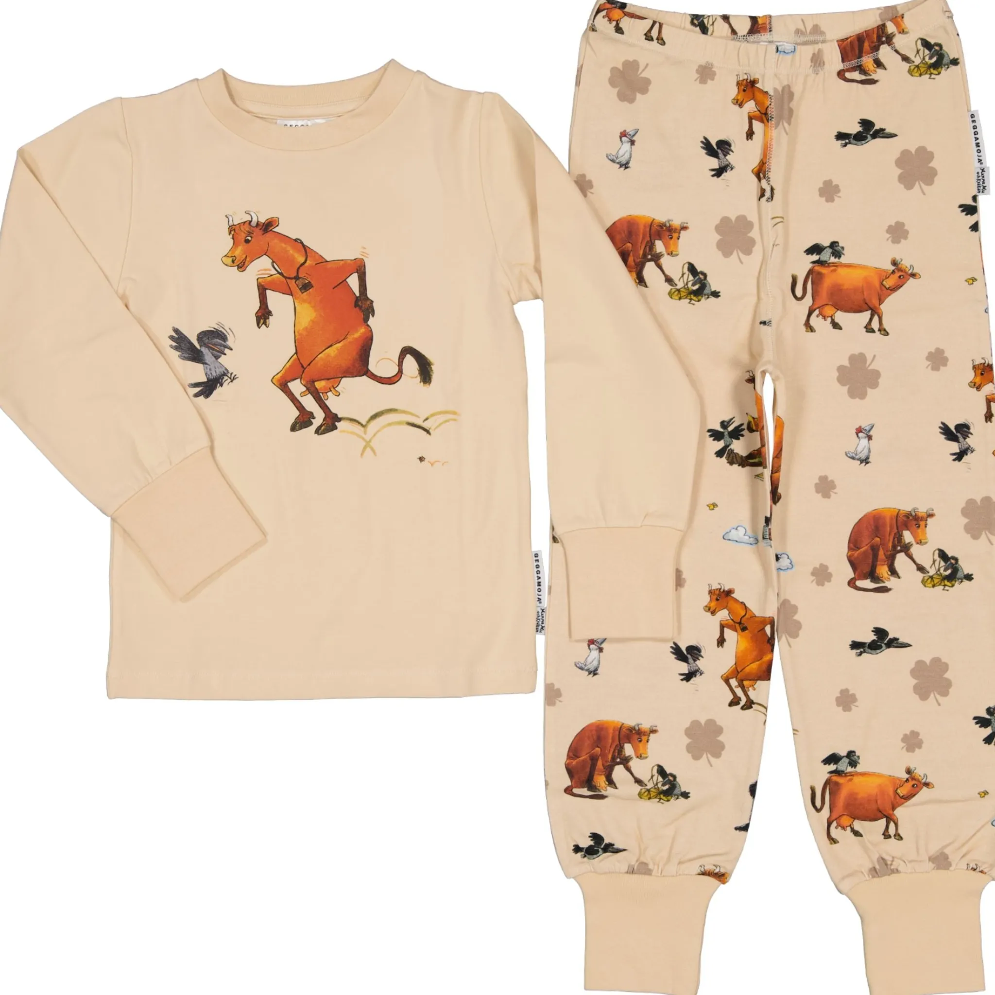 Barn Geggamoja Pyjamas Tvådelad<Pyjamas Tvådelad Mamma Mu och Kråkan Beige