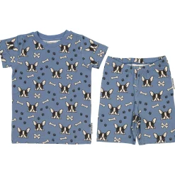 Barn Geggamoja Shorts|T-Shirts<Pyjamas-set Bambu Bulldog Blå