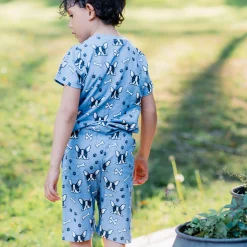 Barn Geggamoja Shorts|T-Shirts<Pyjamas-set Bambu Bulldog Blå