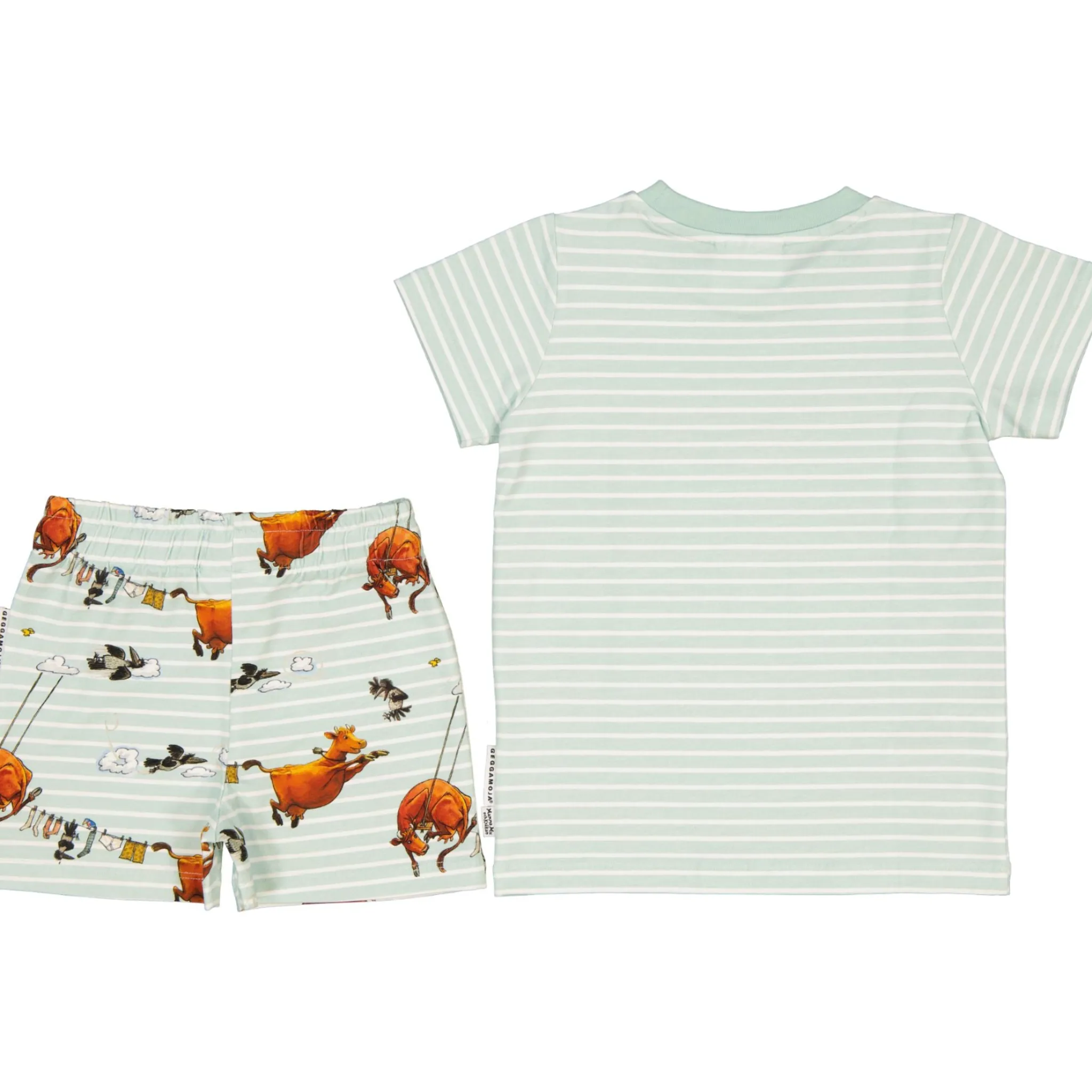 Barn Geggamoja Shorts|T-Shirts<Pyjamas-set Mamma Mu och Kråkan Mint/Vit