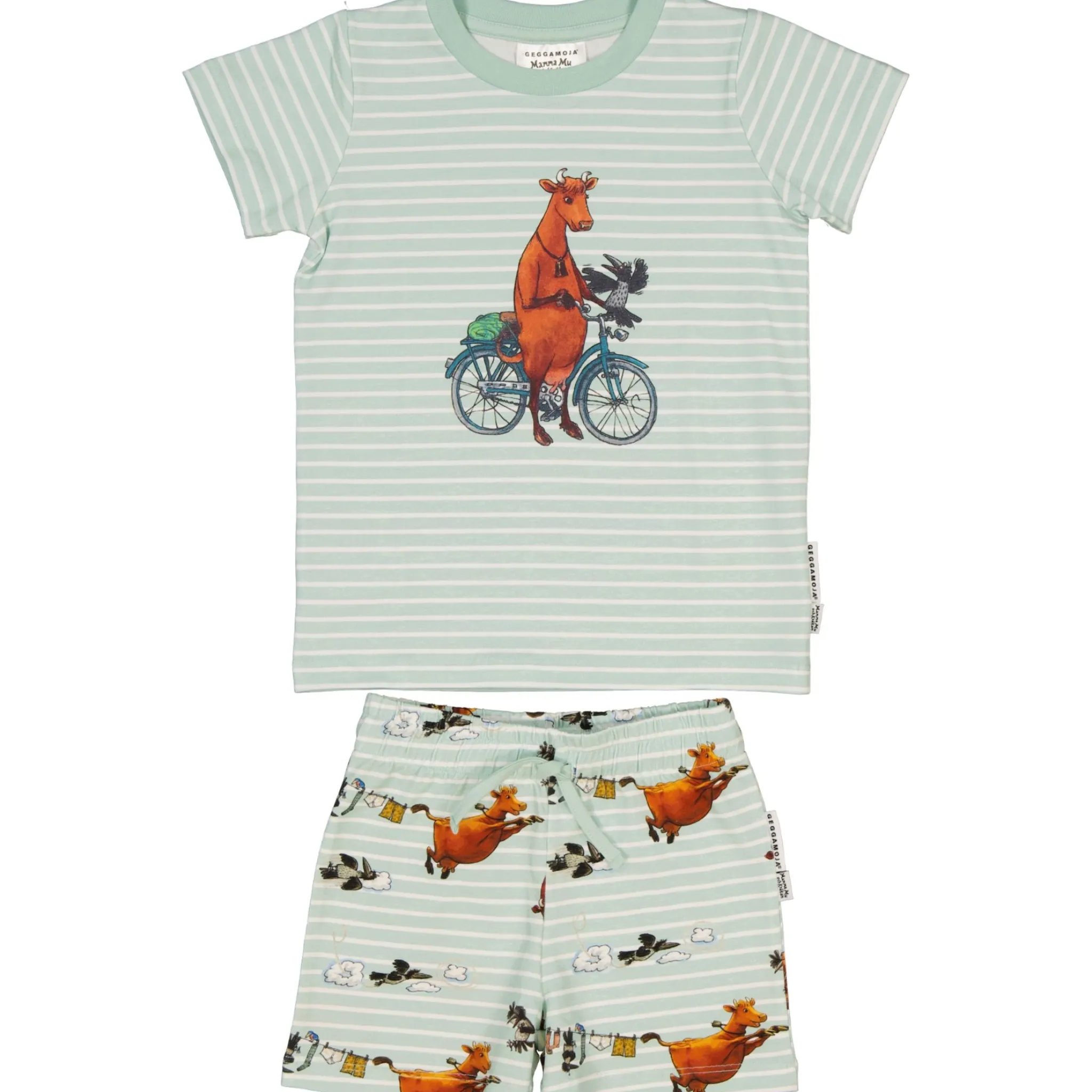 Barn Geggamoja Shorts|T-Shirts<Pyjamas-set Mamma Mu och Kråkan Mint/Vit