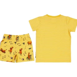 Barn Geggamoja Shorts|T-Shirts<Pyjamas-set Mamma Mu och Kråkan Gul/Vit
