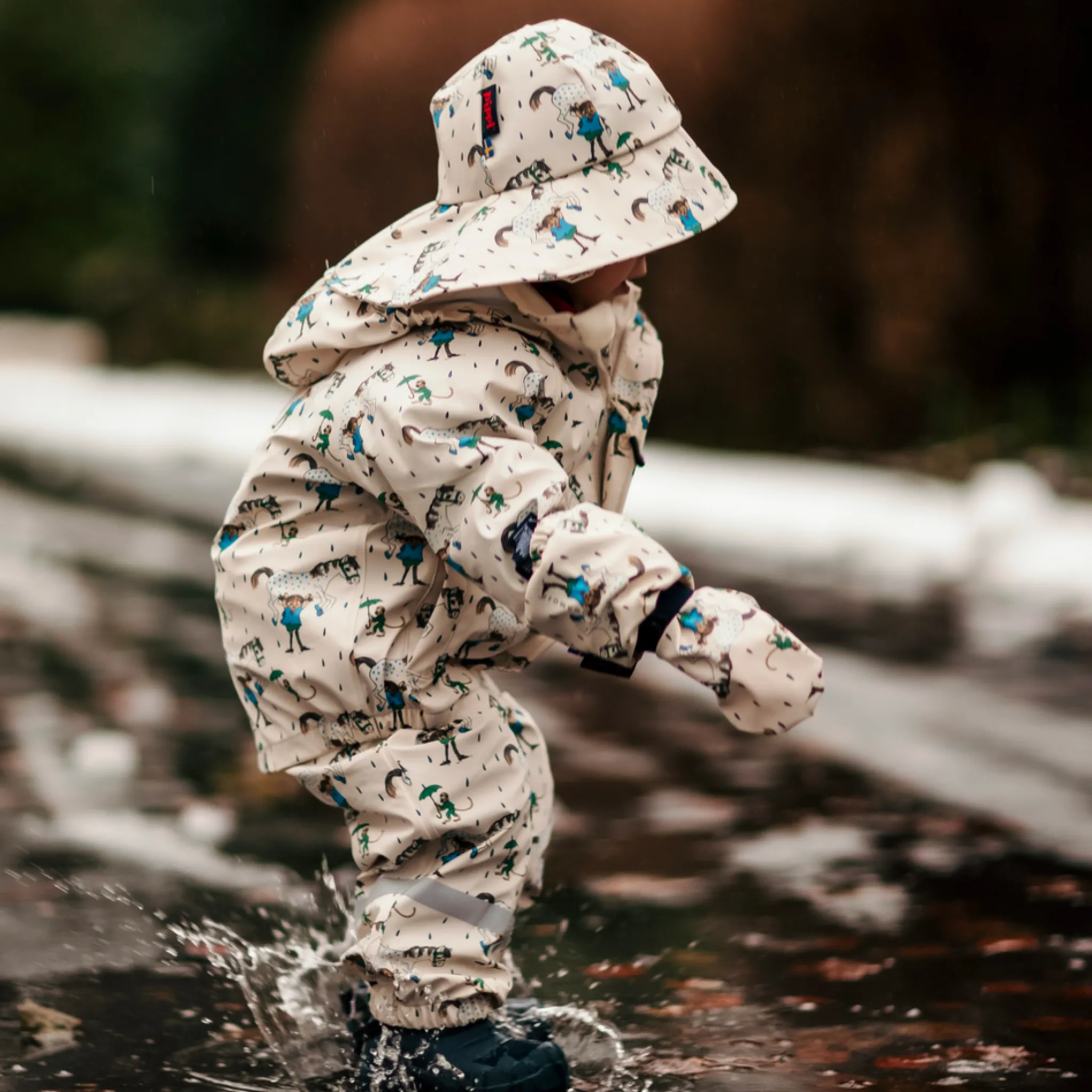 Barn Geggamoja Solhattar Och Kepsar|Skal Och Regnkläder<Regnhatt/Sydväst Pippi Långstrump Beige