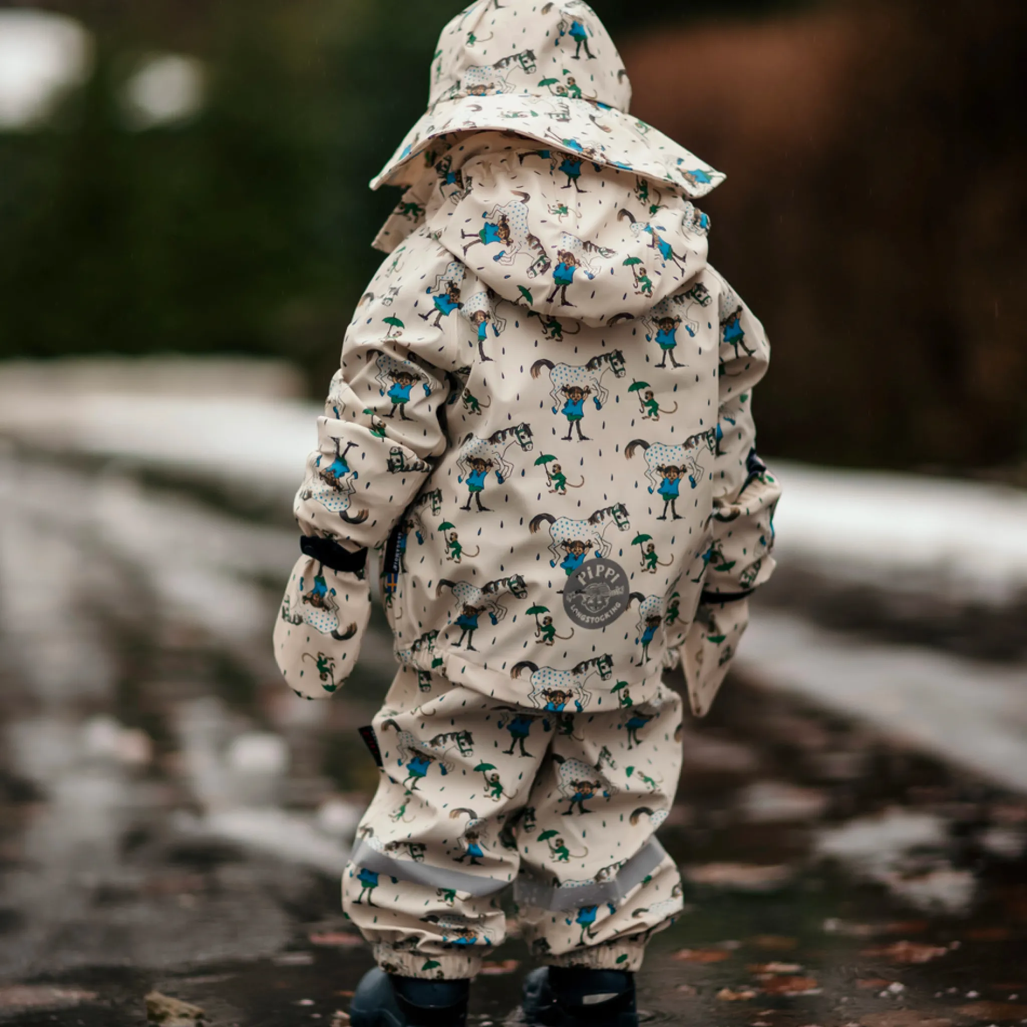 Barn Geggamoja Solhattar Och Kepsar|Skal Och Regnkläder<Regnhatt/Sydväst Pippi Långstrump Beige