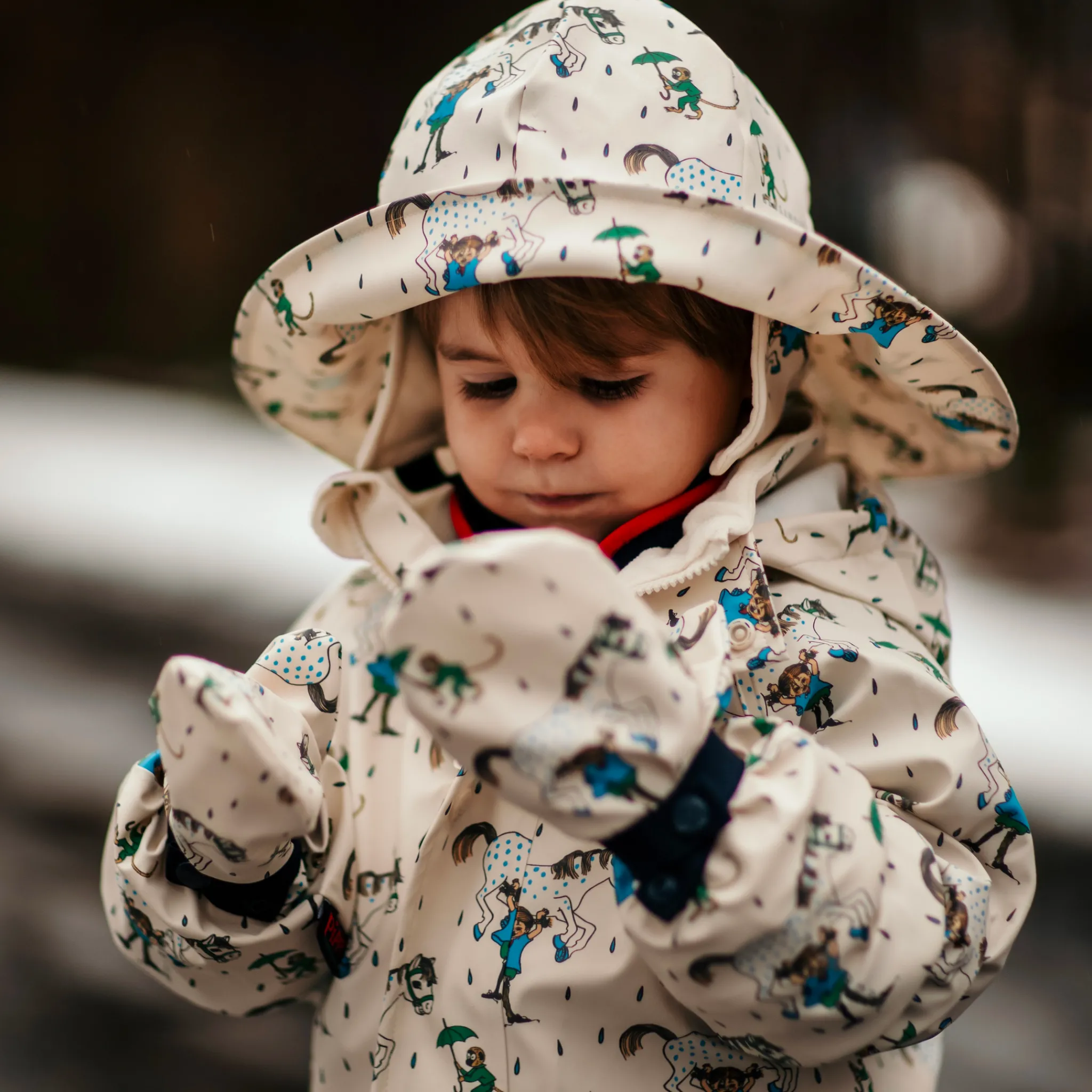 Barn Geggamoja Skal Och Regnkläder<Regnvantar Pippi Långstrump Beige