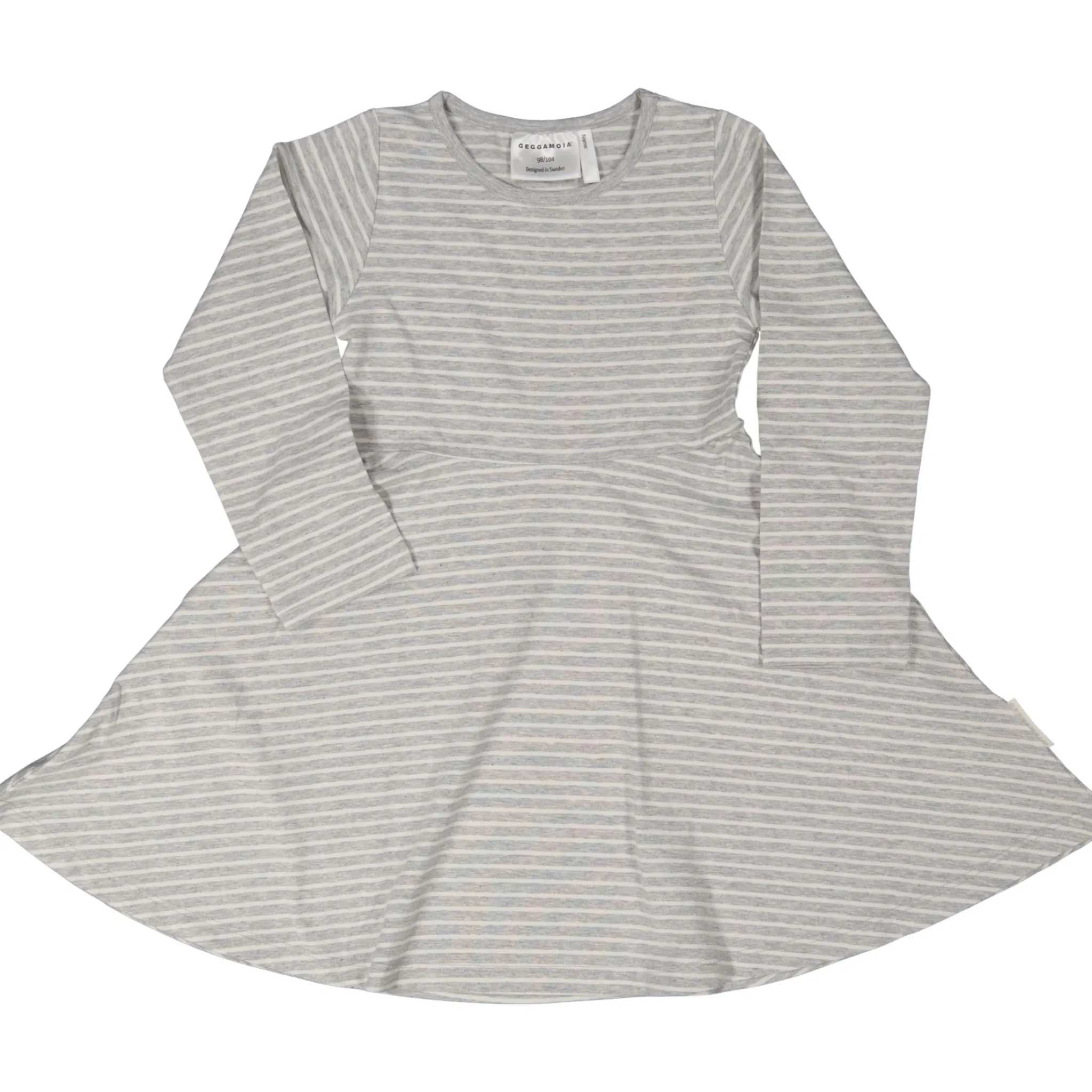 Barn Geggamoja Klänningar|Bambukläder<Snurrklänning Bambu Classic Grå/Vit