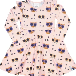 Barn Geggamoja Klänningar|Bambukläder<Snurrklänning Bambu Cool Cats Rosa