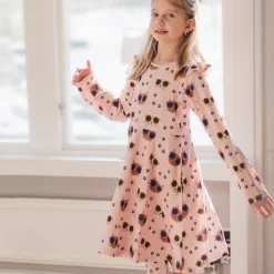 Barn Geggamoja Klänningar|Bambukläder<Snurrklänning Bambu Cool Cats Rosa
