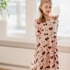 Barn Geggamoja Klänningar|Bambukläder<Snurrklänning Bambu Cool Cats Rosa