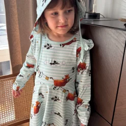 Barn Geggamoja Klänningar<Snurrklänning Mamma Mu och Kråkan Mint/Vit