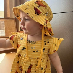 Barn Geggamoja Solhattar Och Kepsar<Solhatt Mamma mu och Kråkan Gul/Vit