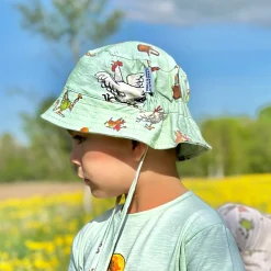 Barn Geggamoja Solhattar Och Kepsar<Solhatt Pettson och Findus Grön