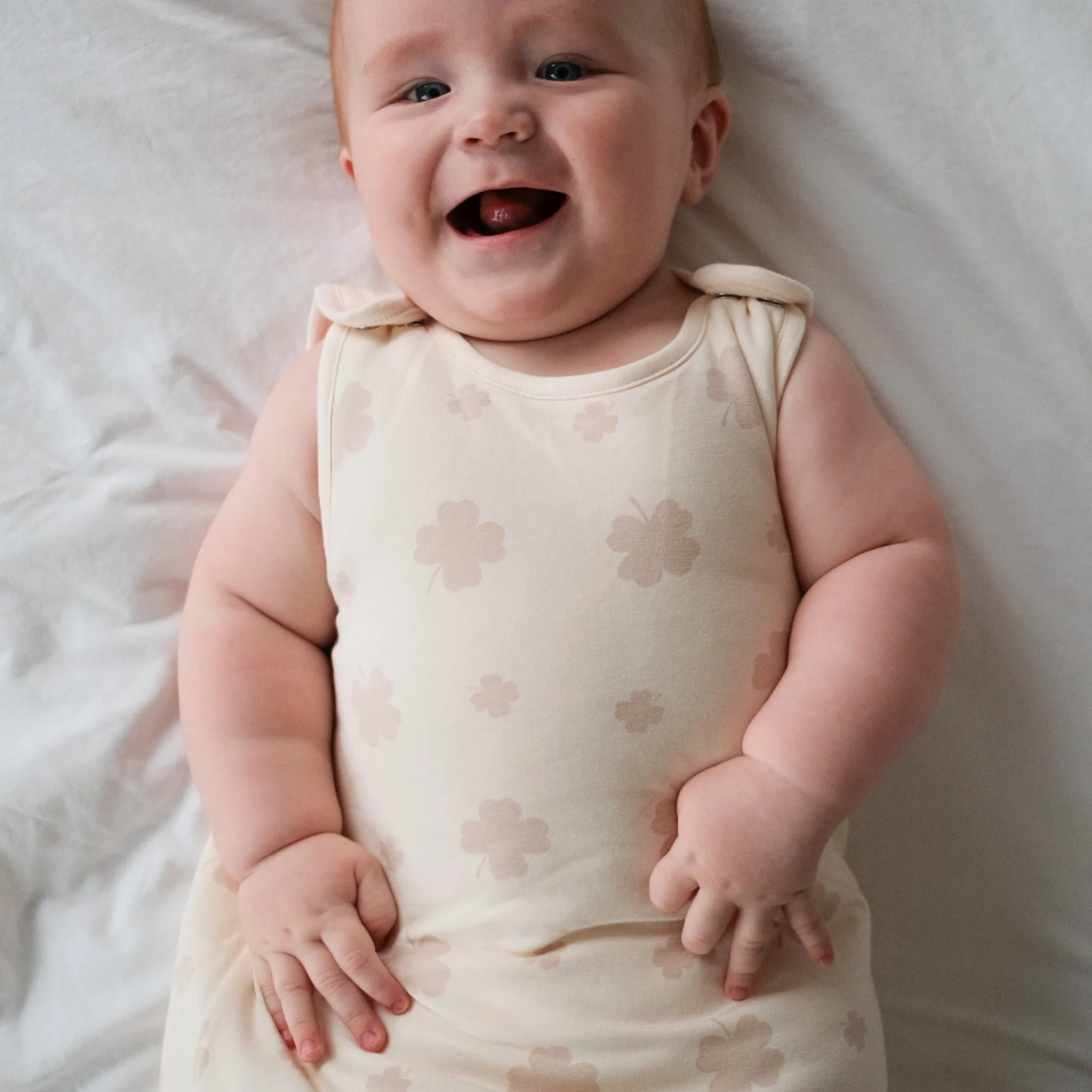 Barn Geggamoja Sovpåsar|Bambukläder<Sovpåse Vadderad Bambu Beige Klöver