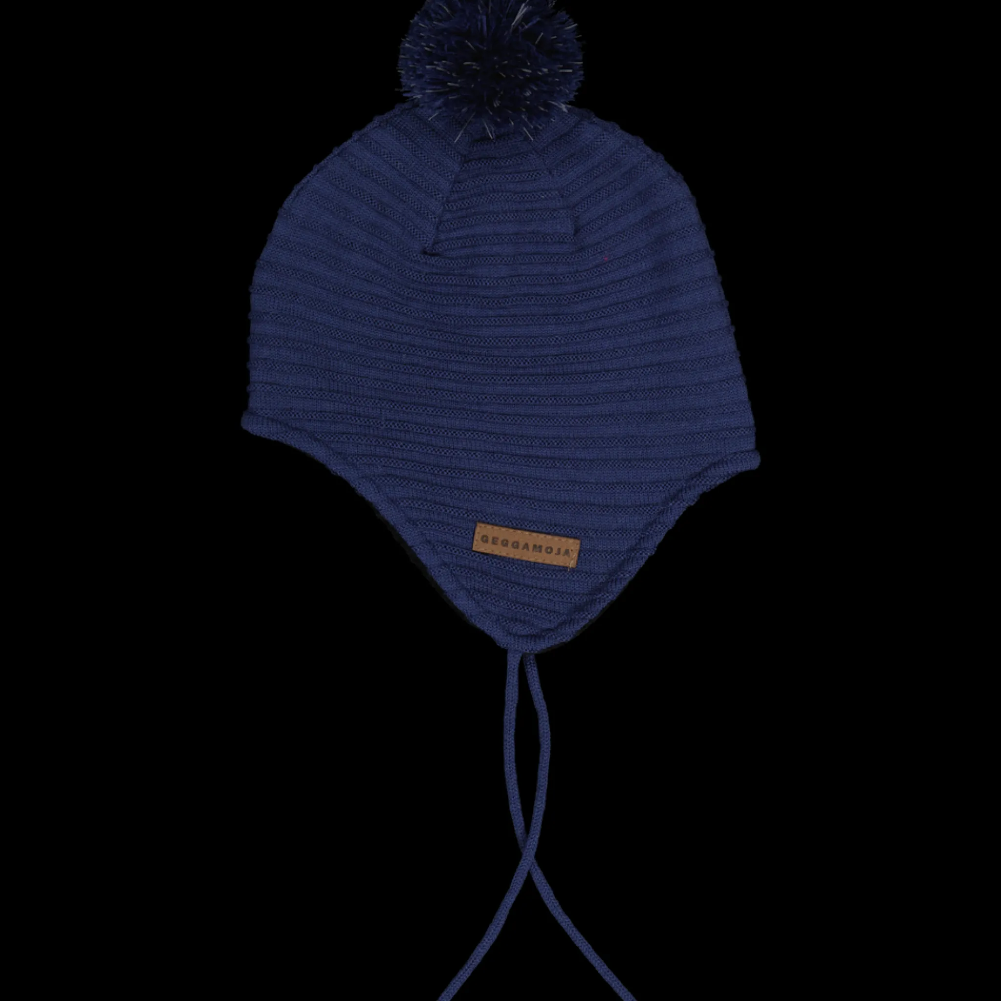 Barn Geggamoja Hjälmössor|Vintermössor<Stickad hjälmmössa Mörkblå