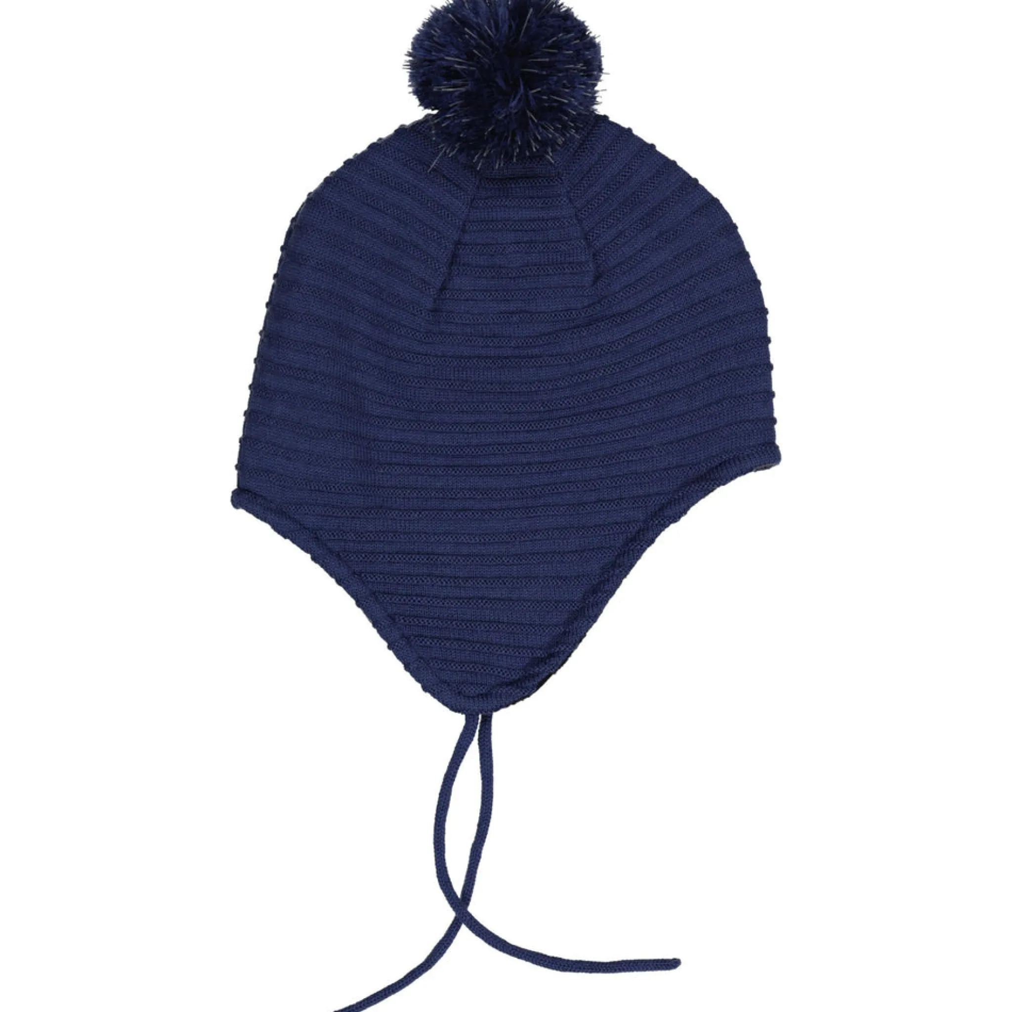 Barn Geggamoja Hjälmössor|Vintermössor<Stickad hjälmmössa Mörkblå