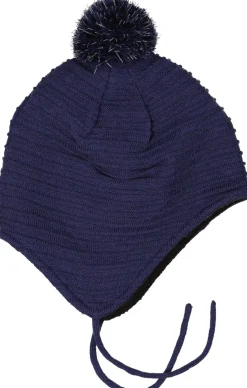 Barn Geggamoja Vintermössor|Hjälmössor<Stickad hjälmmössa Navy
