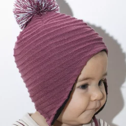 Barn Geggamoja Vintermössor|Hjälmössor<Stickad hjälmmössa Rose