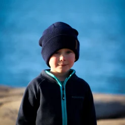 Barn Geggamoja Vintermössor<Stickad mössa Mörkblå