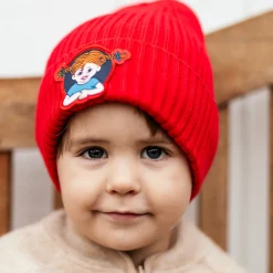 Barn Geggamoja Vintermössor<Stickad Mössa Pippi Långstrump Röd