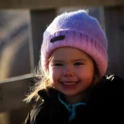 Barn Geggamoja Vintermössor<Stickad mössa Rainbow Purple