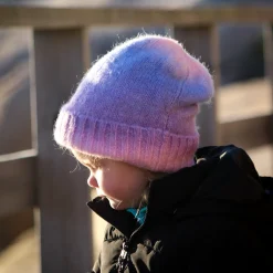 Barn Geggamoja Vintermössor<Stickad mössa Rainbow Purple