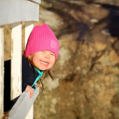 Barn Geggamoja Vintermössor<Stickad mössa Rosa