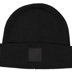 Barn Geggamoja Vintermössor<Stickad mössa Svart