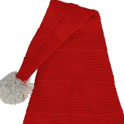 Barn Geggamoja Vintermössor<Stickad tomteluva Röd