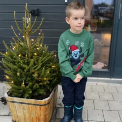 Barn Geggamoja Tröjor<Stickad tröja med Doddi Grön