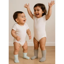 Barn Geggamoja Underkläder Och Strumpor<Strumpor två-pack Grå/Grön