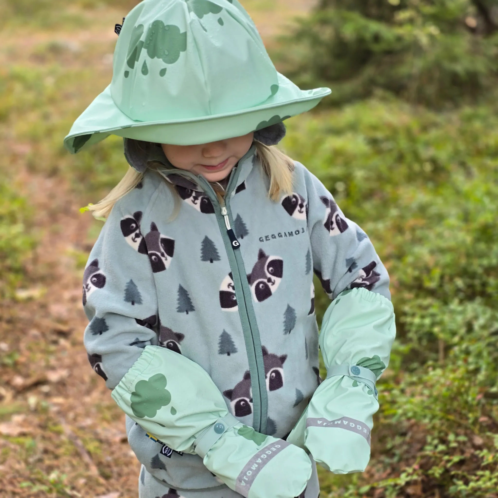Barn Geggamoja Vintermössor|Solhattar Och Kepsar<Sydväst /Regnhatt fodrad Moln Mint