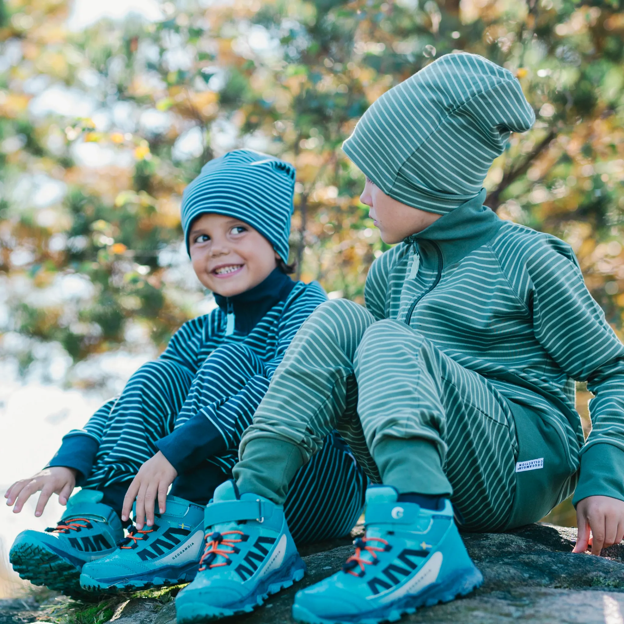 Barn Geggamoja Vintermössor<Topline Mössa fleecefodrad Mossgrön/Grön