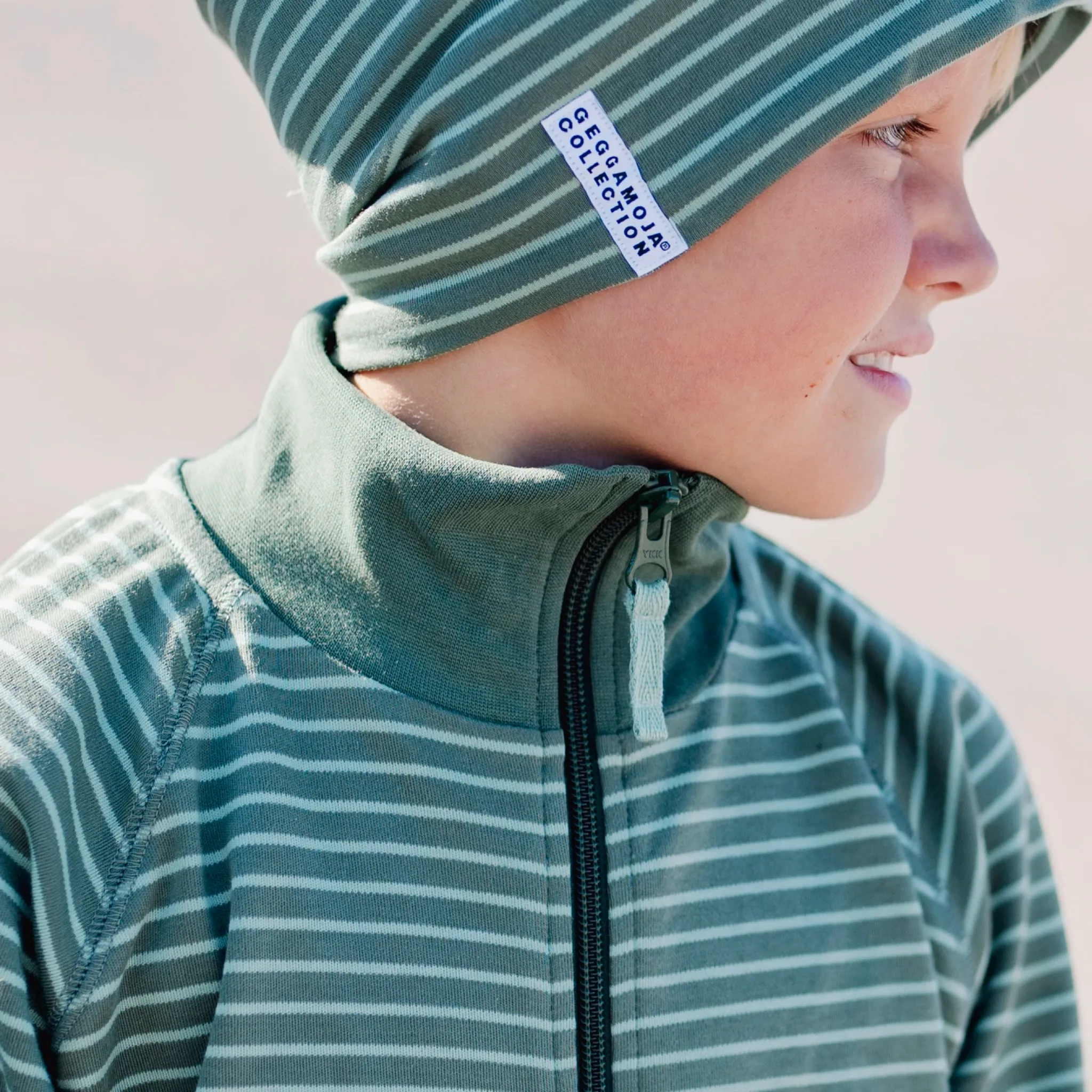 Barn Geggamoja Vintermössor<Topline Mössa fleecefodrad Mossgrön/Grön