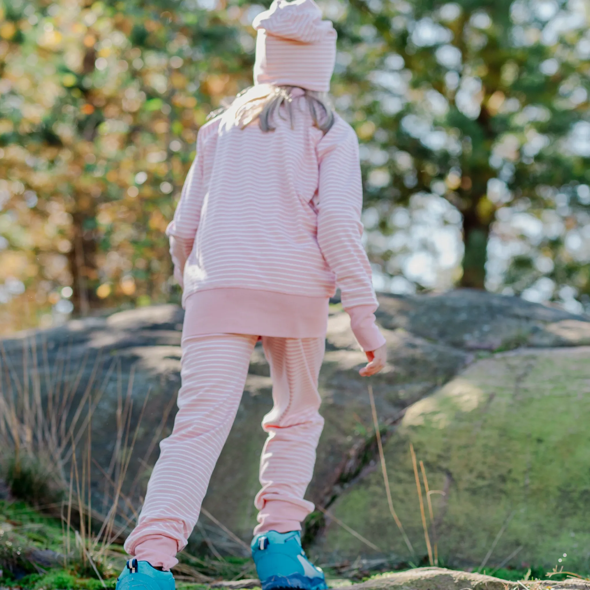 Barn Geggamoja Vintermössor<Topline Mössa fleecefodrad Rosa/Offwhite