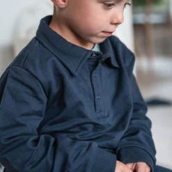 Barn Geggamoja Tröjor<Tröja med krage Marinblå