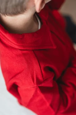 Barn Geggamoja Tröjor<Tröja med krage Mörkröd