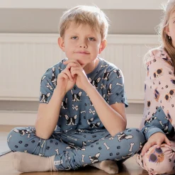 Barn Geggamoja T-Shirts|Bambukläder<T-shirt Bambu Bulldog Blå