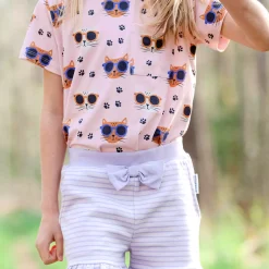 Barn Geggamoja T-Shirts|Bambukläder<T-shirt Bambu Cool Cats Rosa