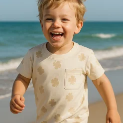 Barn Geggamoja T-Shirts|Bambukläder<T-shirt Bambu Klöver Beige