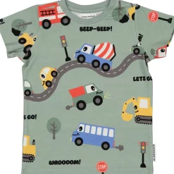 Barn Geggamoja T-Shirts|Bambukläder<T-shirt Bambu Traktor Grön