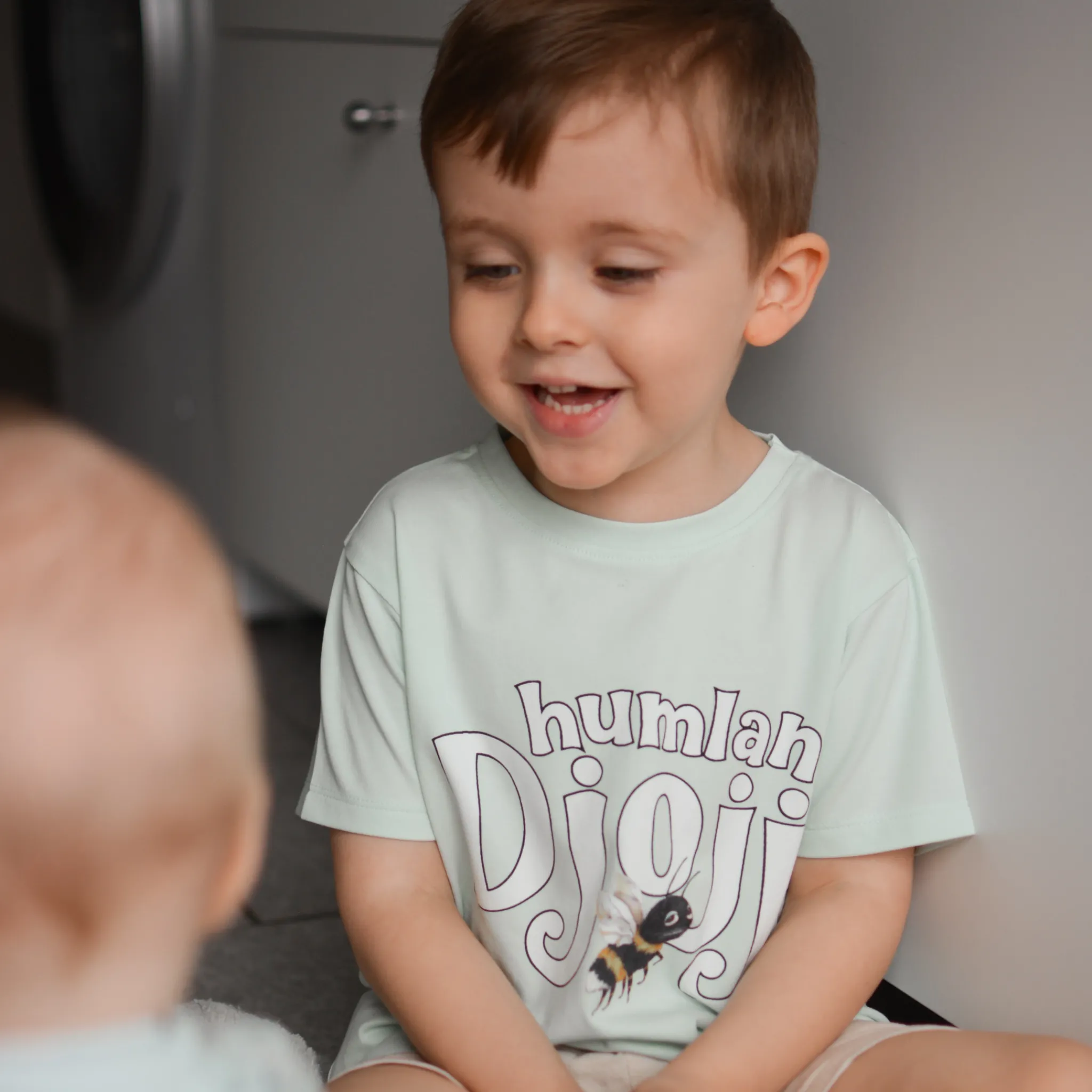 Barn Geggamoja T-Shirts<T-shirt logga Humlan Djojj Mint