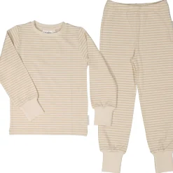 Barn Geggamoja Pyjamas Tvådelad|Bambukläder<Tvådelad Pyjamas Bambu Classic Vit/Beige